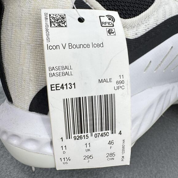 NWT Adidas Icon V Bounce Iced Metal Baseball Cleats Mens 11.5 Black White EE4131 main image 6